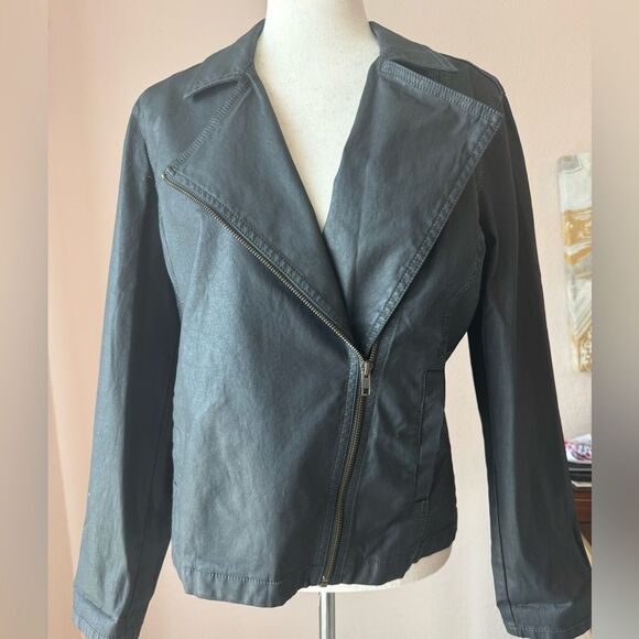 New Eileen Fisher Moto short zip jacket in waxed organic cotton sz M - Picture 12 of 15